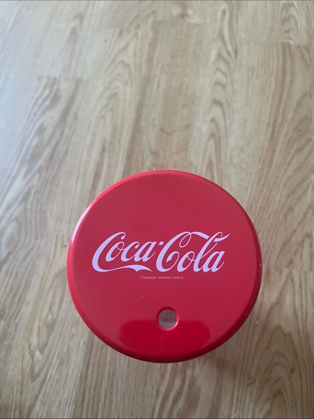 Coca-Cola Red Round Tin Lid with White Script Logo